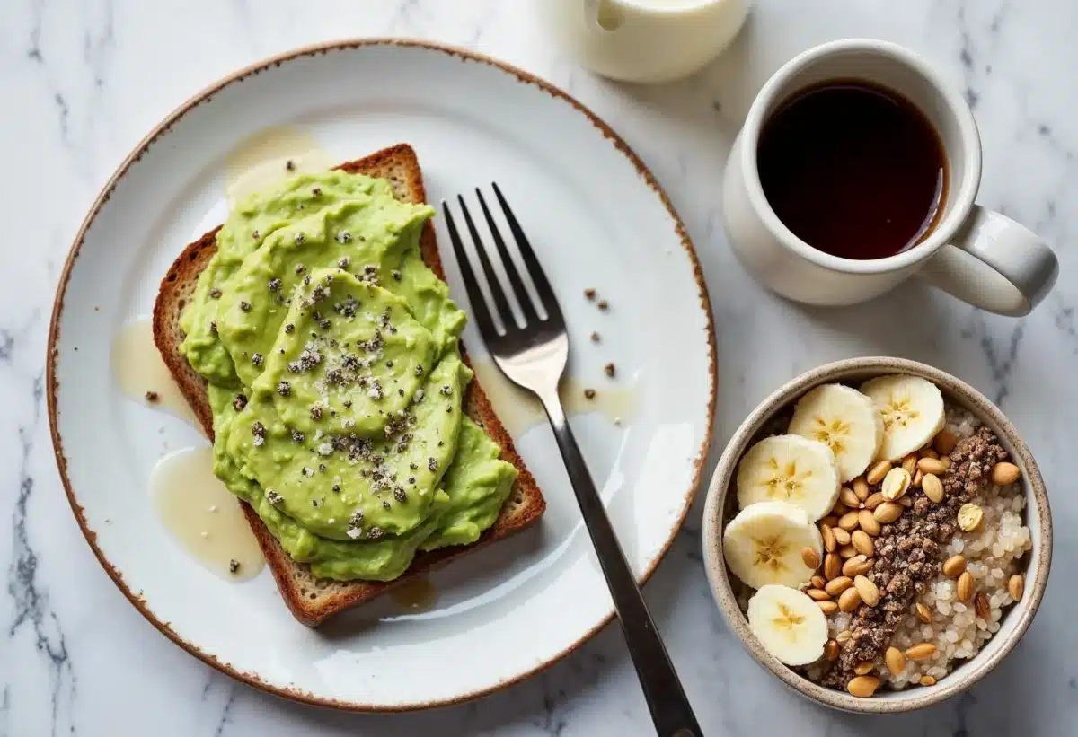 Balanced Gluten-Free Breakfast with Avocado and Chia Seeds