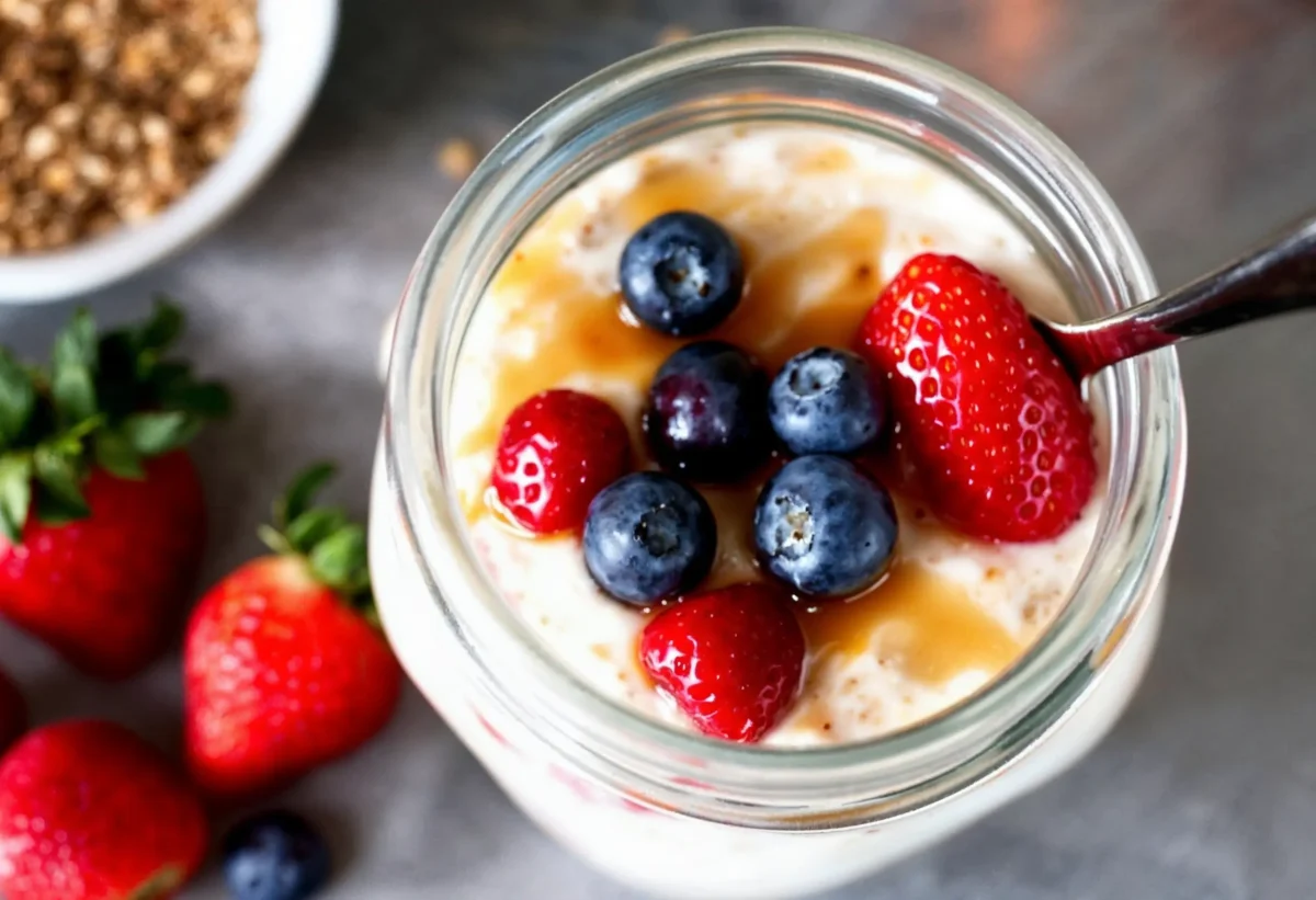 Healthy Breakfast Ideas, Overnight Oats with Fresh Berries